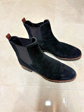 Sam Edelman Black Suede Chelsea Ankle Boots Size 10